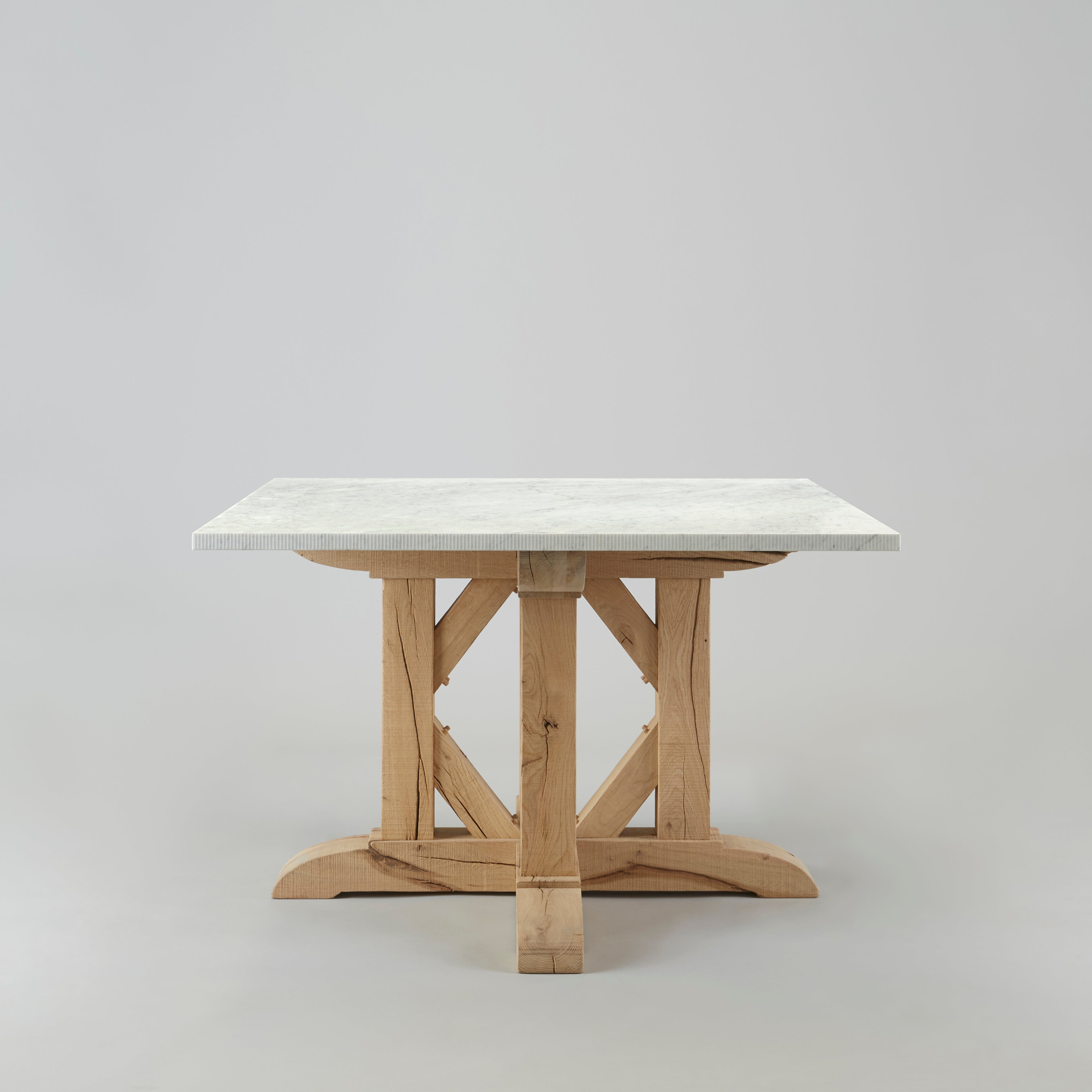 Small Square Marble Handmade Dining Room Table - White