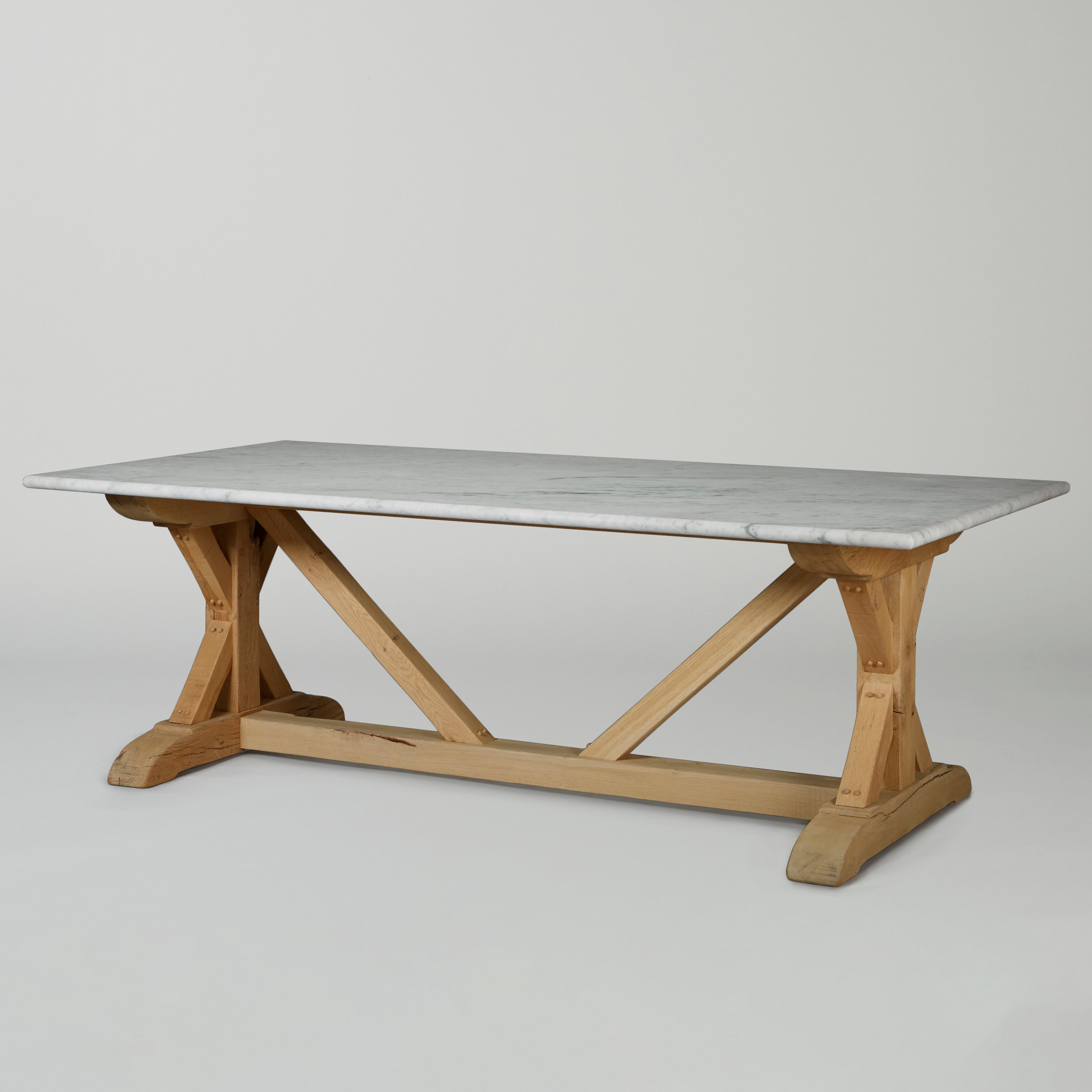 Large Marble Handmade Dining Room Table - White