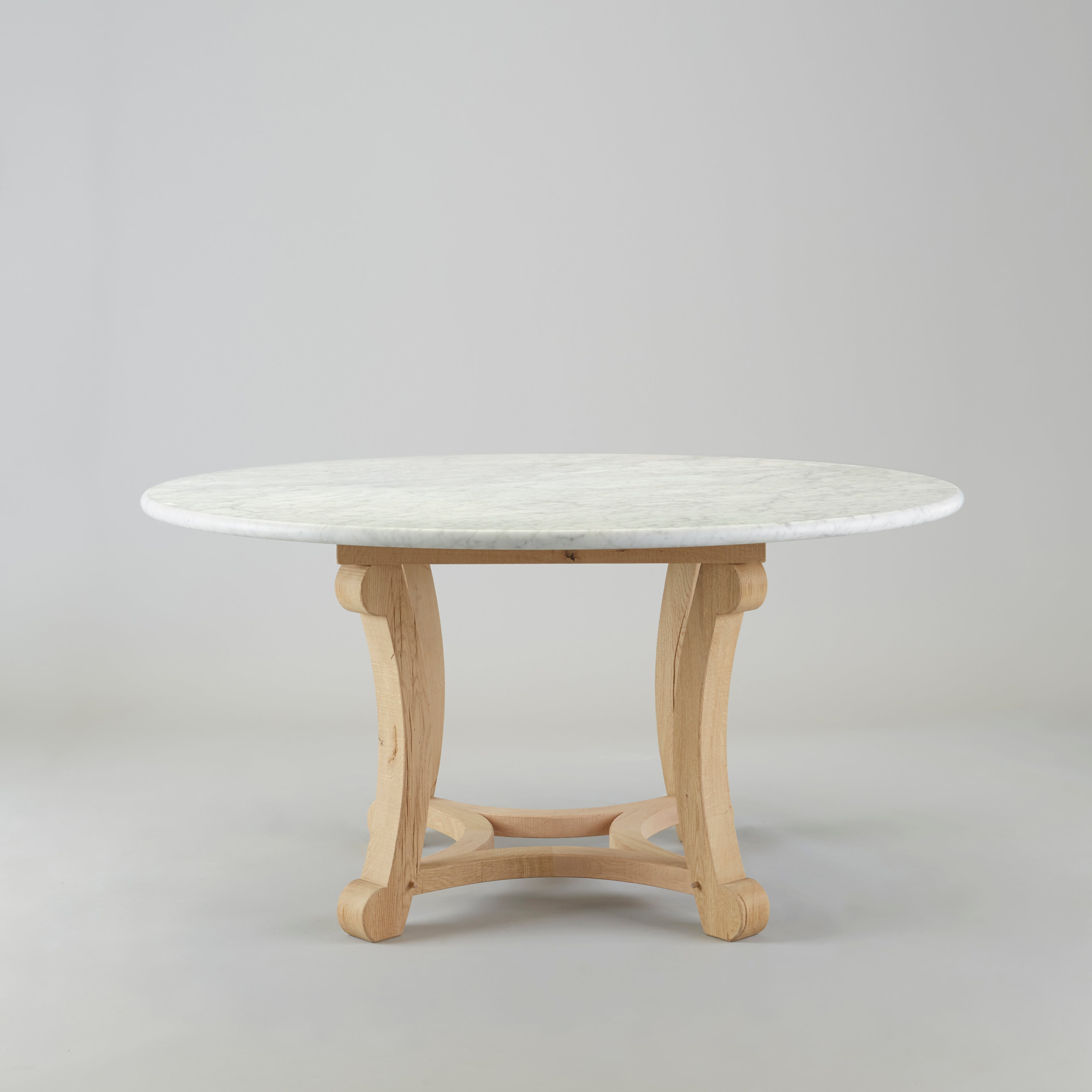 Large Round Marble Handmade Dining Room Table - White