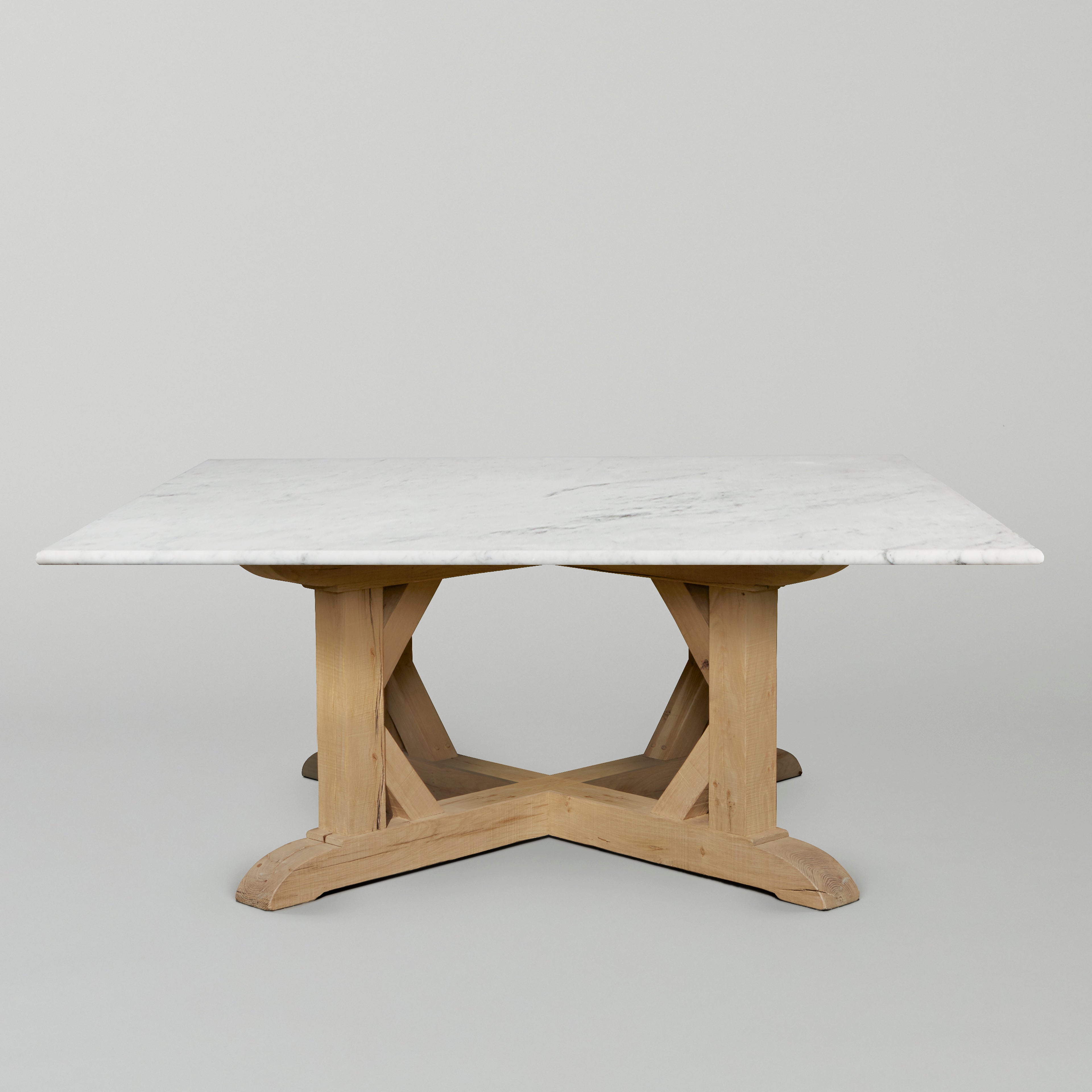 Large Square Marble Handmade Dining Room Table - White