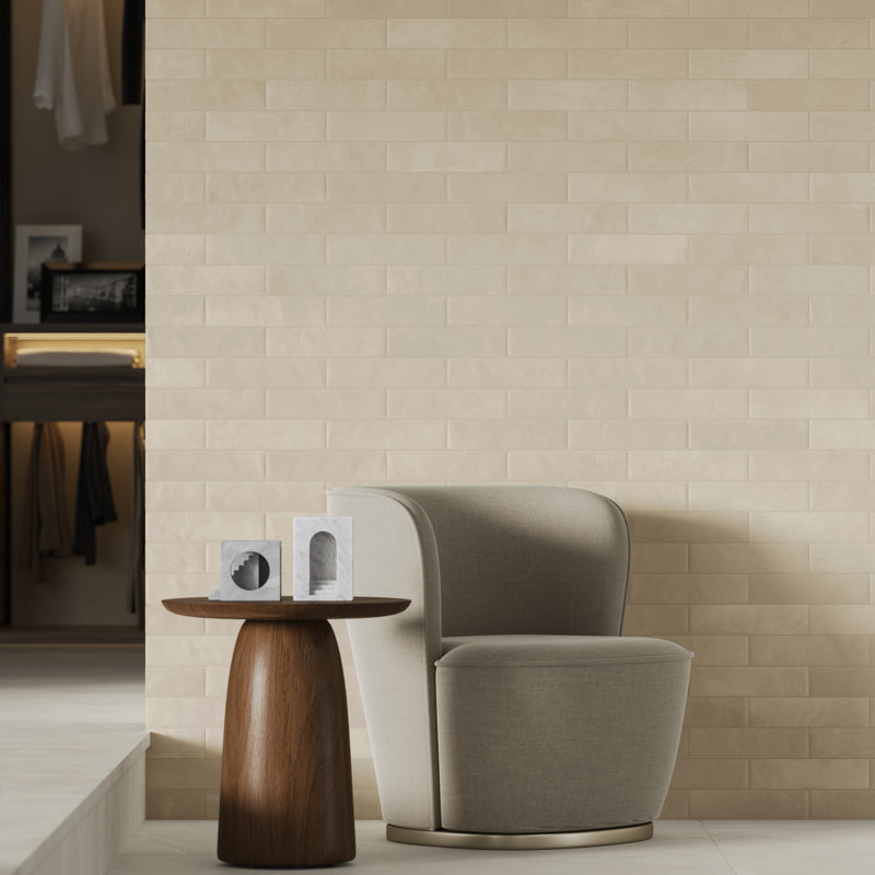 Ceren Mini Cashmere Cream Decorative Long Thin Brick Metro 240mm X 60mm Porcelain Tiles