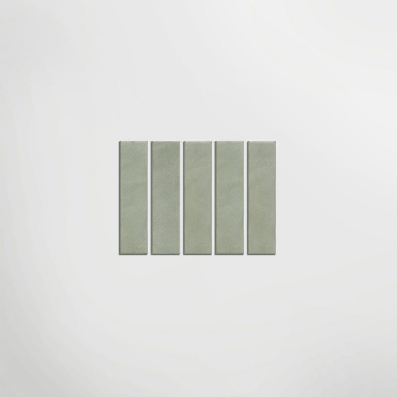 Small Green Decorative Long Thin Brick Metro 240mm X 60mm Porcelain Tiles