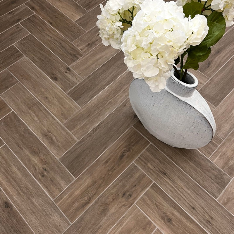 Chianti Taupe Herringbone - Wood Effect Porcelain