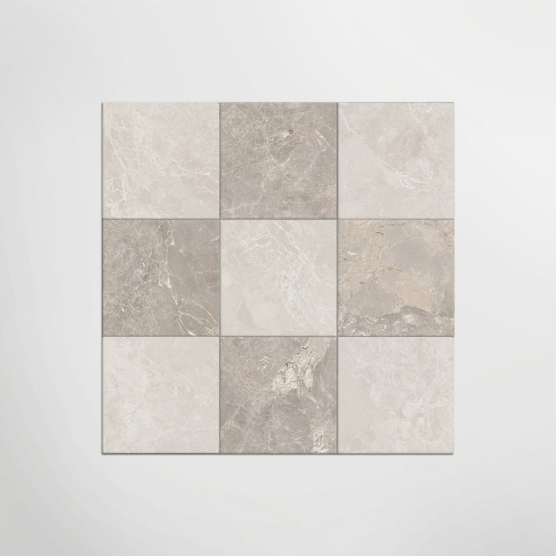 Cosmo Crema and Taupe Chequer - Marble Effect Porcelain