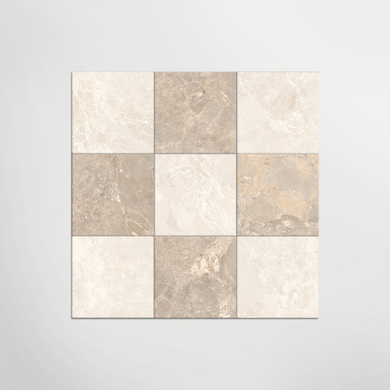 Cosmo Crema and Taupe Chequer - Marble Effect Porcelain