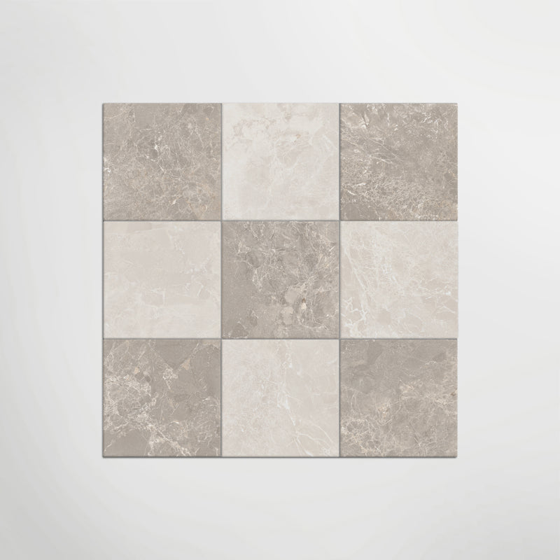 Cosmo Crema and Taupe Chequer - Marble Effect Porcelain