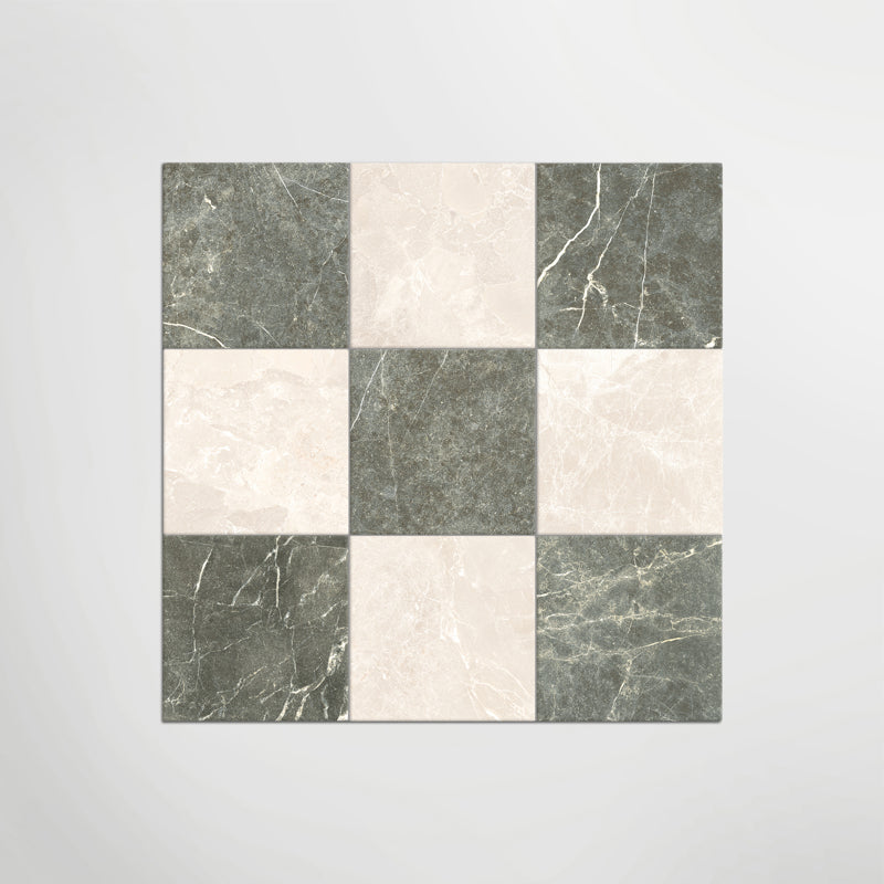 Cosmo Crema and Verde Chequer - Marble Effect Porcelain