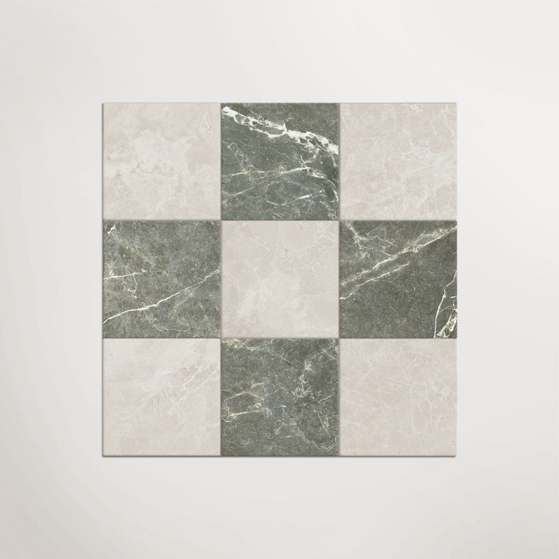 Cosmo Crema and Verde Chequer - Marble Effect Porcelain