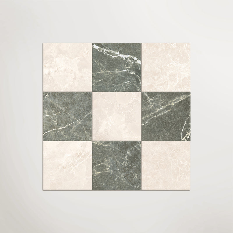 Cosmo Crema and Verde Chequer - Marble Effect Porcelain
