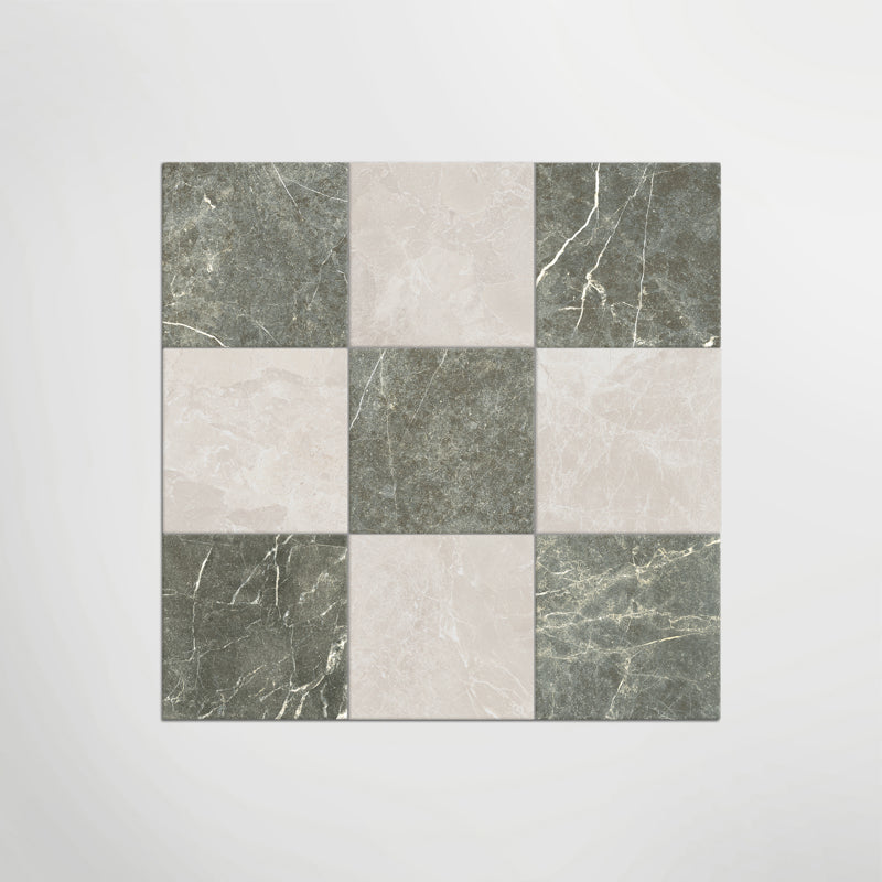 Cosmo Crema and Verde Chequer - Marble Effect Porcelain