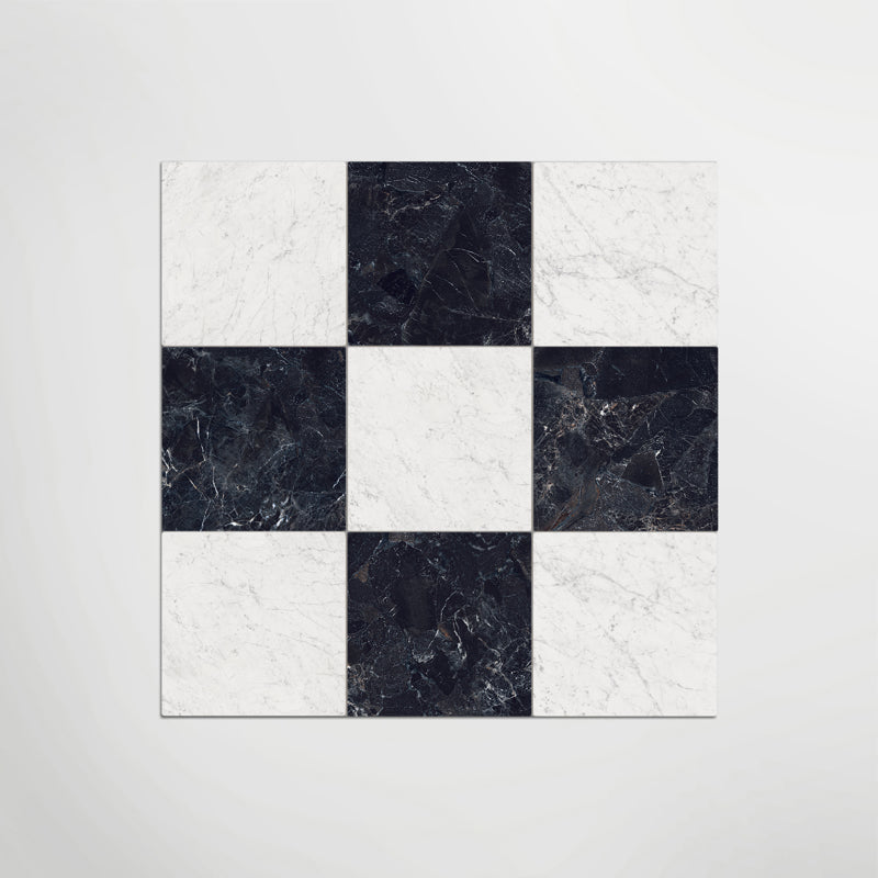 Cosmo Nero And Carrara Chequer - Marble Effect Porcelain