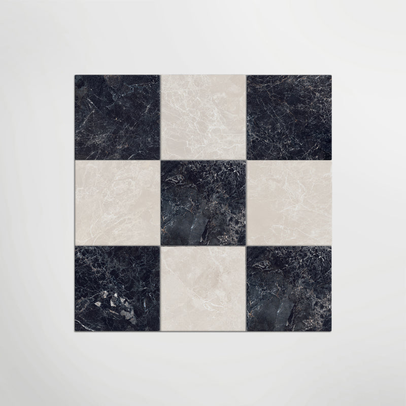 Cosmo Nero and Crema Chequer - Marble Effect Porcelain