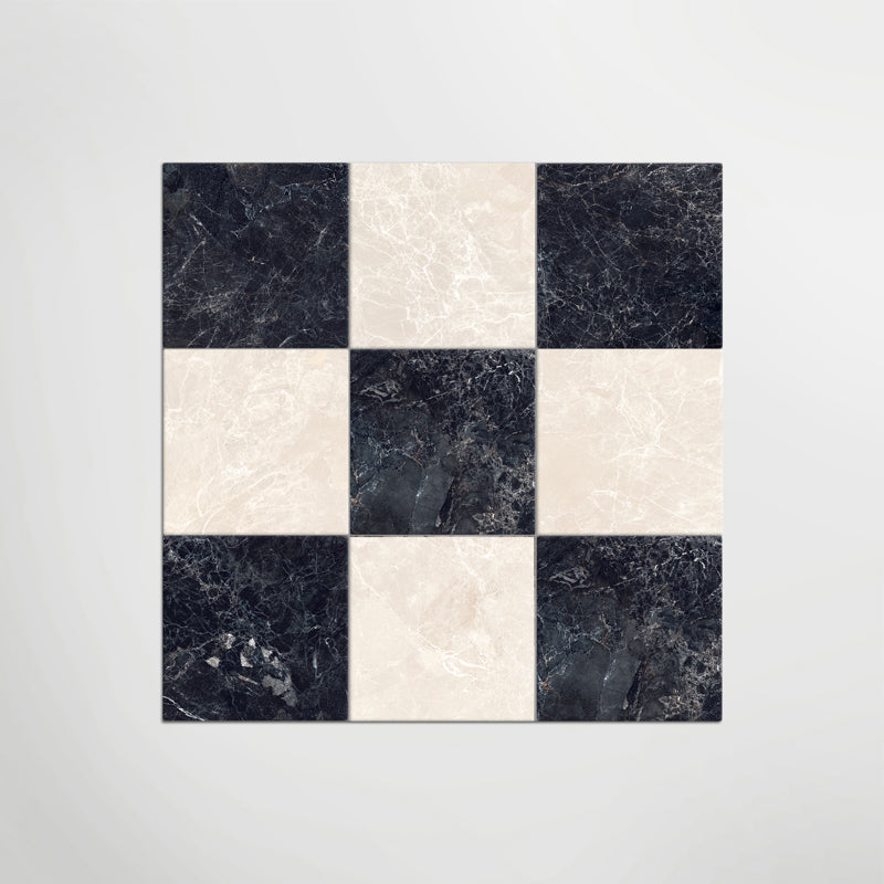 Cosmo Nero and Crema Chequer - Marble Effect Porcelain