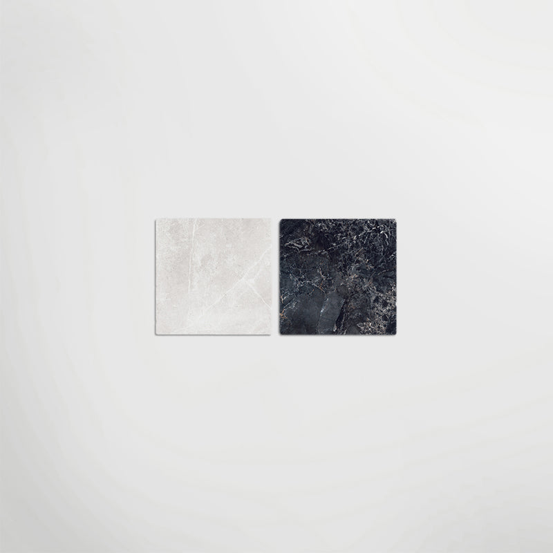 Cosmo Nero and Panera White Chequer - Marble Effect Porcelain