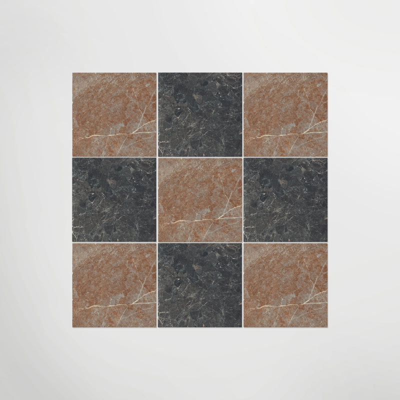 Black & Red Chequerboard Anti Slip Floor Bathroom Tiles