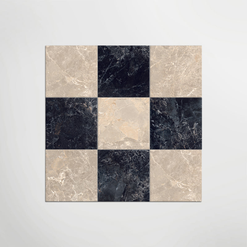 Cosmo Nero and Taupe Chequer - Marble Effect Porcelain