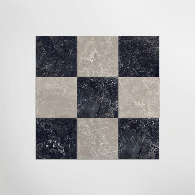 Cosmo Nero and Taupe Chequer - Marble Effect Porcelain