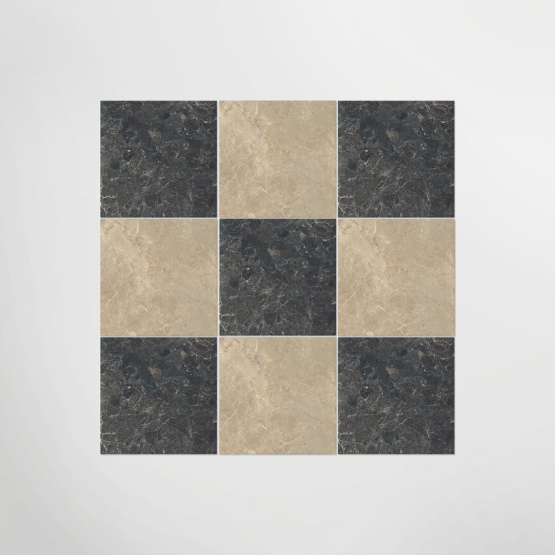 Black & Taupe Chequered Anti Slip Bathroom - Cloakroom Tiles