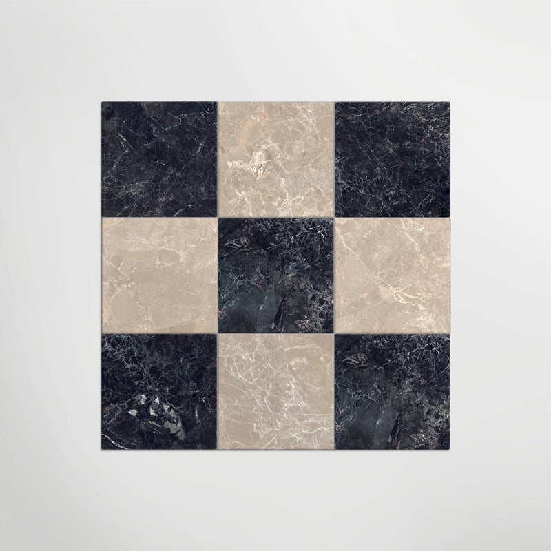 Cosmo Nero and Taupe Chequer - Marble Effect Porcelain