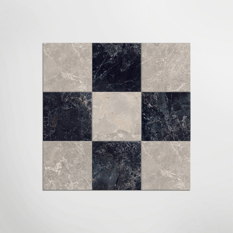 Cosmo Nero and Taupe Chequer - Marble Effect Porcelain