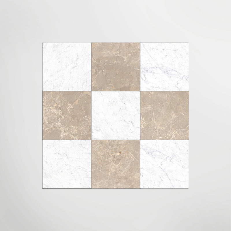 Beige & White Marble Effect Floor And Wall Indoor 300mm X 300mm Porcelain Tiles