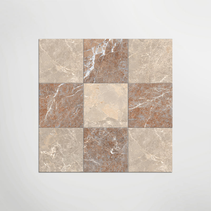 Cosmo Taupe and Rosso Chequer - Marble Effect Porcelain