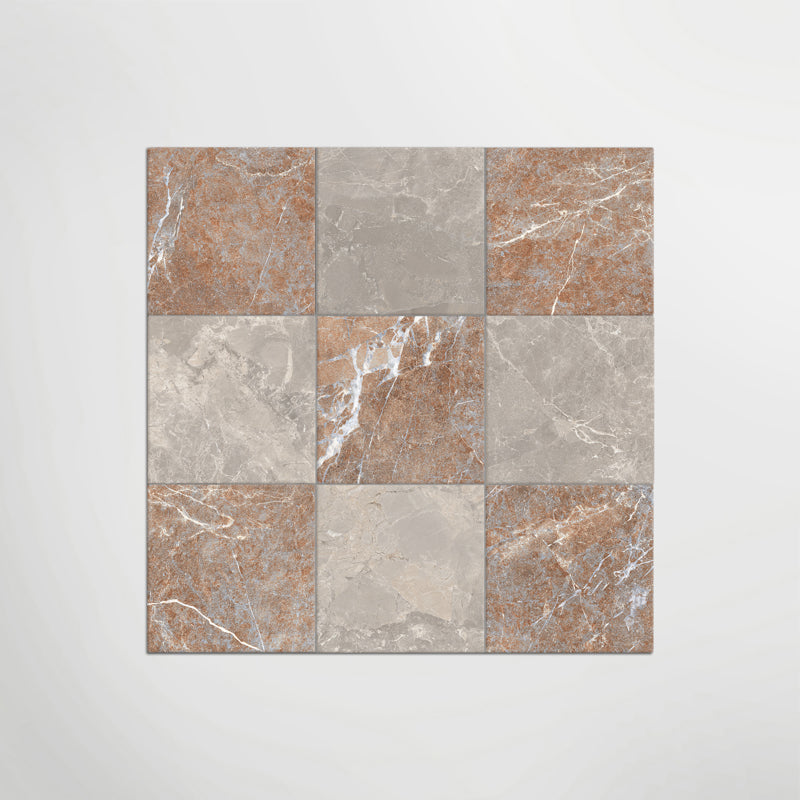 Cosmo Taupe and Rosso Chequer - Marble Effect Porcelain