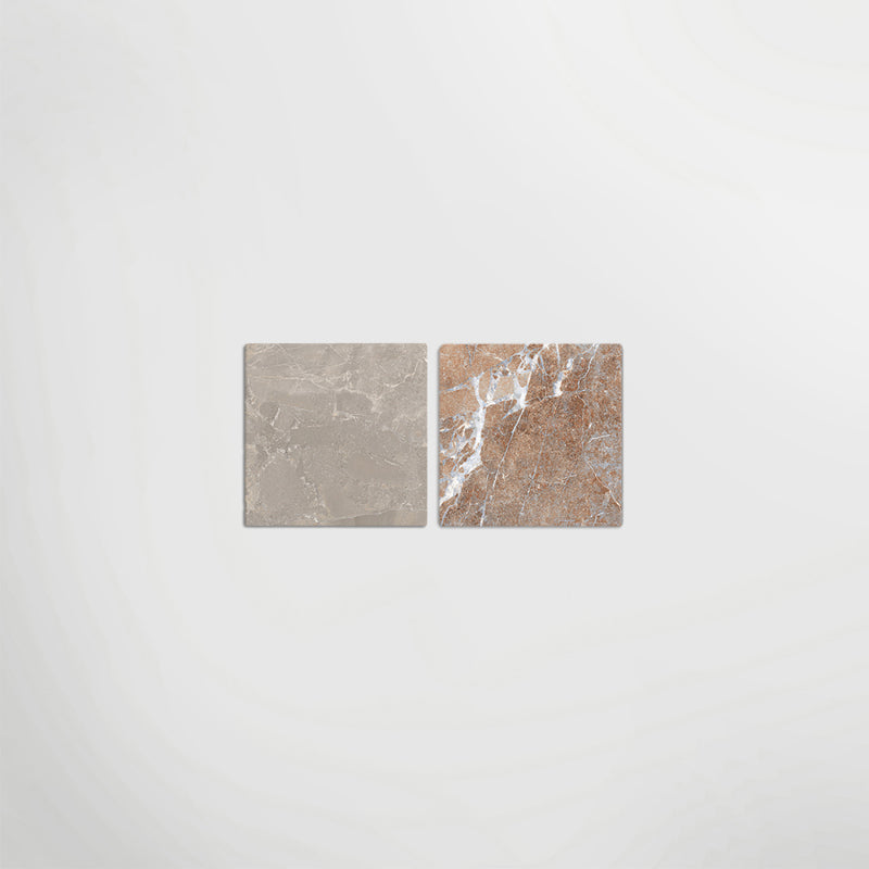 Cosmo Taupe and Rosso Chequer - Marble Effect Porcelain