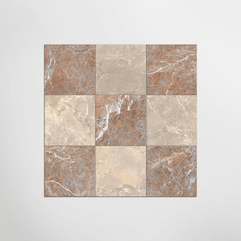 Cosmo Taupe and Rosso Chequer - Marble Effect Porcelain