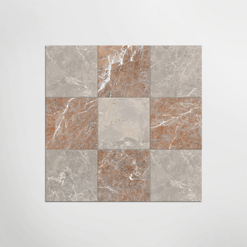 Cosmo Taupe and Rosso Chequer - Marble Effect Porcelain