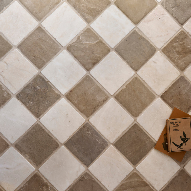 Genuine Antique English Reclaimed Sandstone and San Marino Chequer