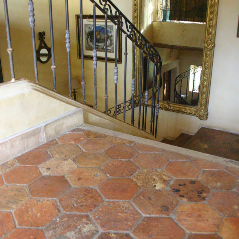 Genuine Antique Orleans Terracotta Hexagon | Rustik Terracotta Genuine Reclaimed Red Floor Tile