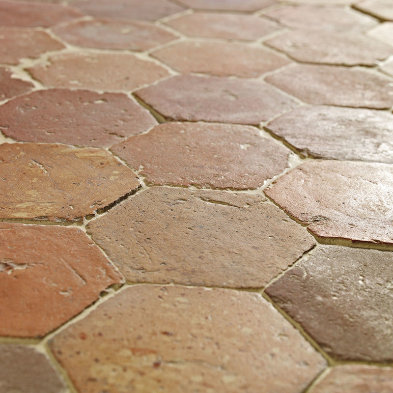 Genuine Antique Orleans Terracotta Hexagon | Rustik Terracotta Genuine Reclaimed Red Floor Tile