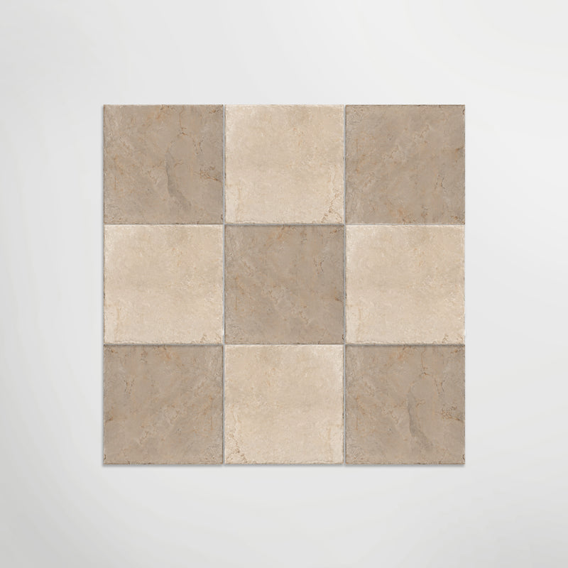 Med Stone Dor & Byblos Chequer - Limestone Effect Porcelain