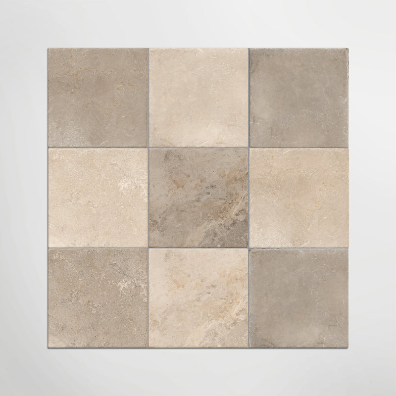 Med Stone Dor And Byblos Chequer - Limestone Effect Porcelain