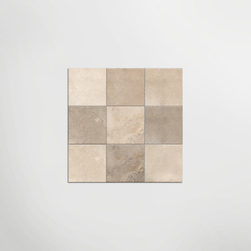 Med Stone Dor And Byblos Chequer - Limestone Effect Porcelain