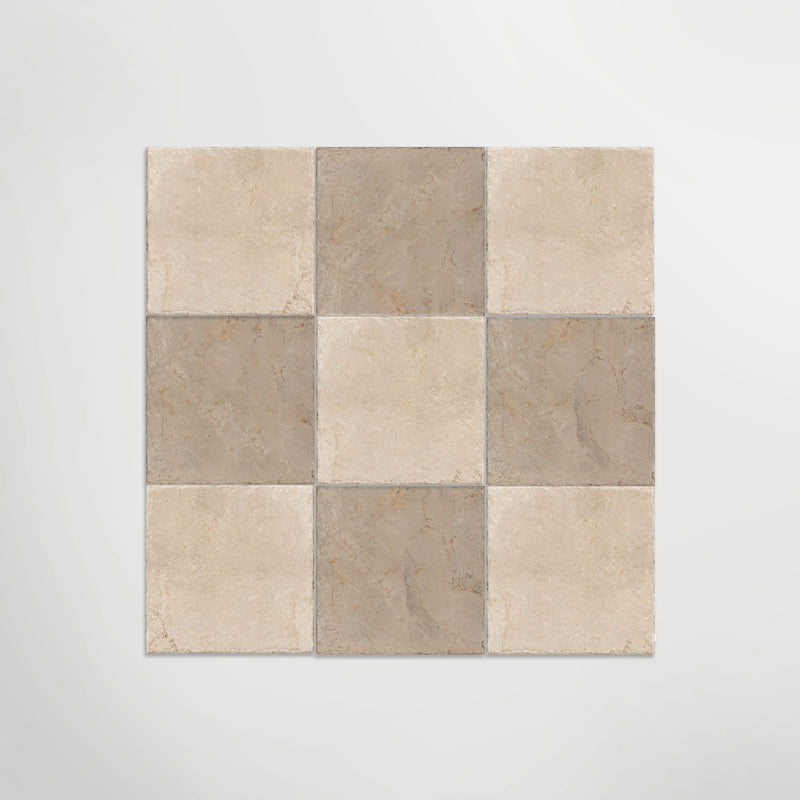 Med Stone Dor & Byblos Chequer - Limestone Effect Porcelain