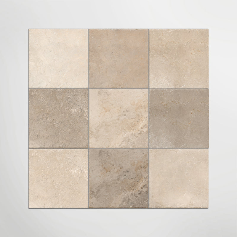Med Stone Dor And Byblos Chequer - Limestone Effect Porcelain