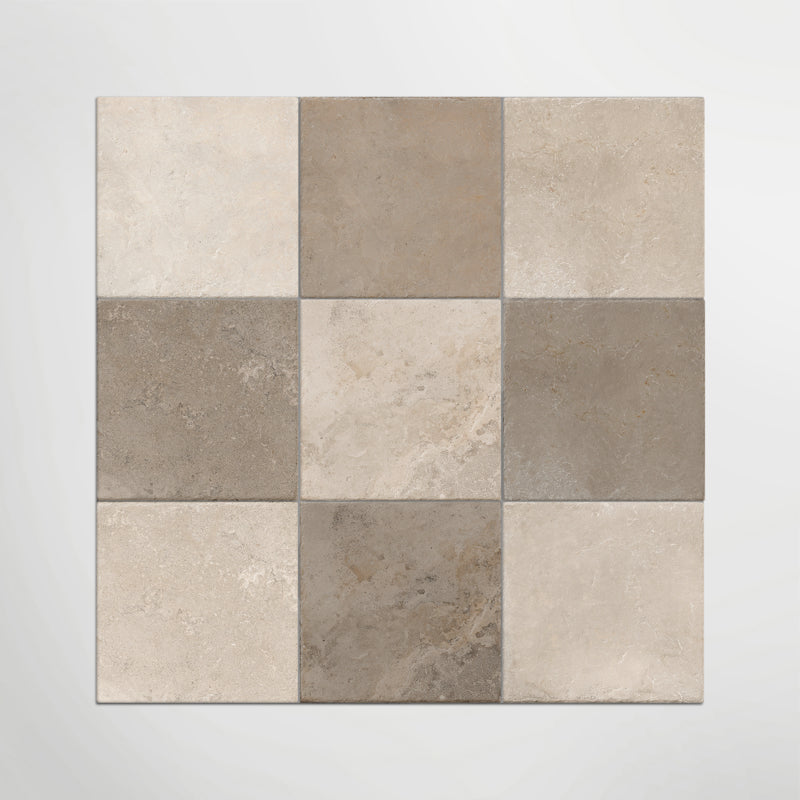 Med Stone Dor And Byblos Chequer - Limestone Effect Porcelain
