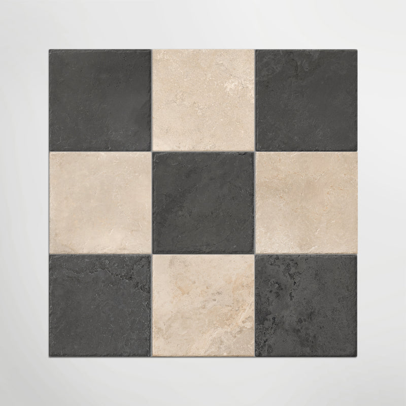 Med Stone Dor And Menfi Chequer - Limestone Effect Porcelain