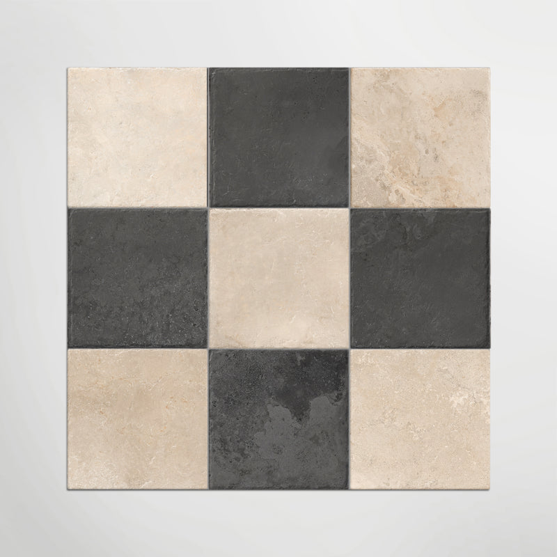 Med Stone Dor And Menfi Chequer - Limestone Effect Porcelain