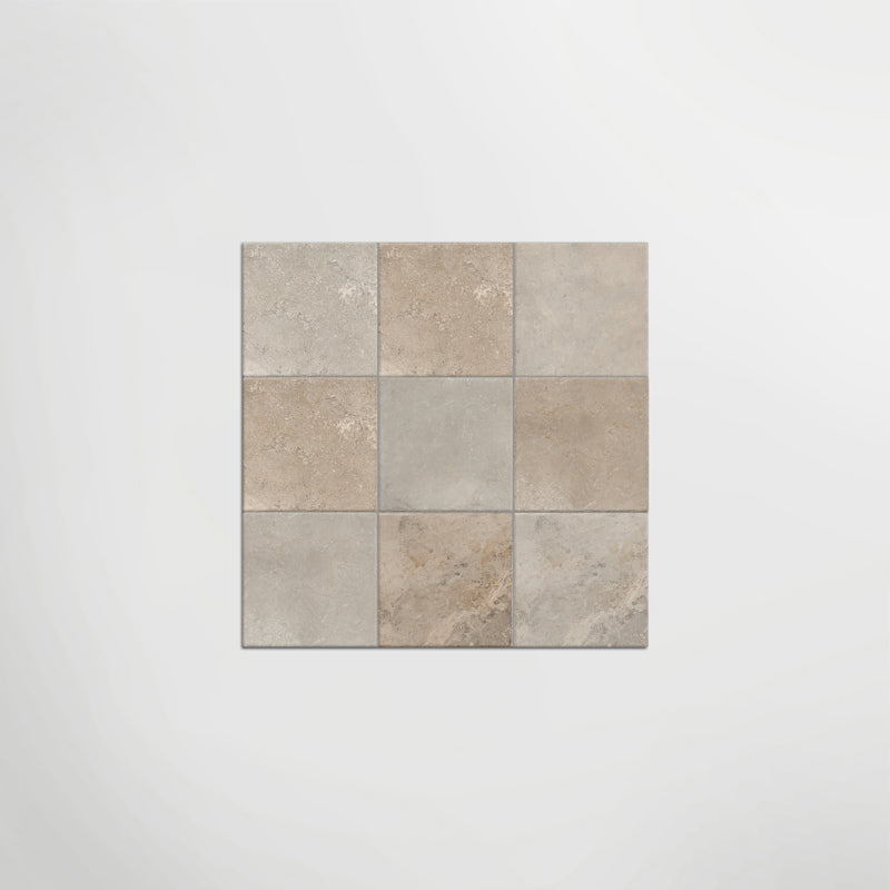Med Stone Erice And Byblos Chequer - Limestone Effect Porcelain