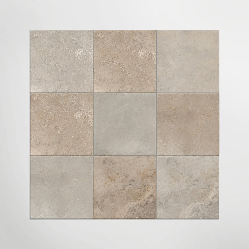 Med Stone Erice And Byblos Chequer - Limestone Effect Porcelain