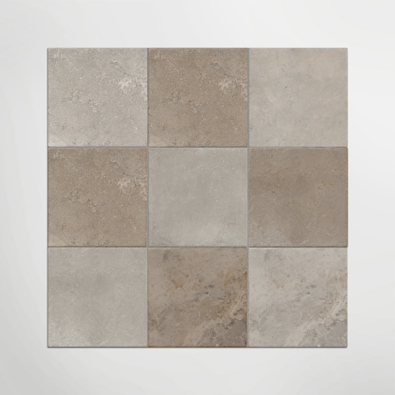 Med Stone Erice And Byblos Chequer - Limestone Effect Porcelain