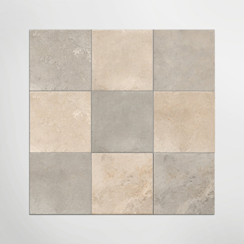 Med Stone Erice And Dor Chequered -  Limestone Effect Porcelain