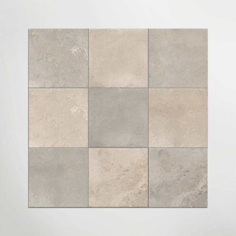 Med Stone Erice And Dor Chequered -  Limestone Effect Porcelain