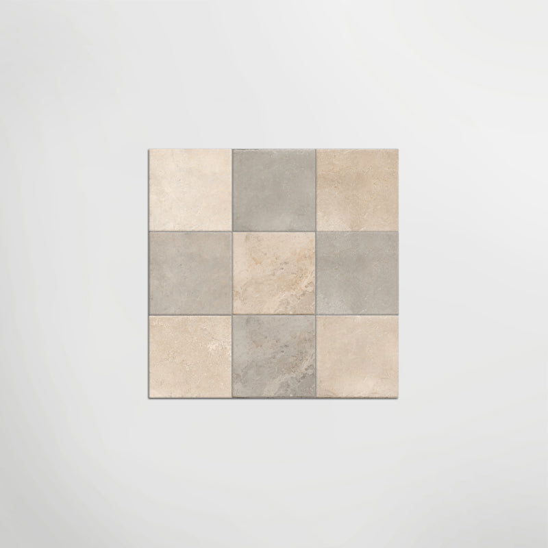 Med Stone Erice And Dor Chequered -  Limestone Effect Porcelain