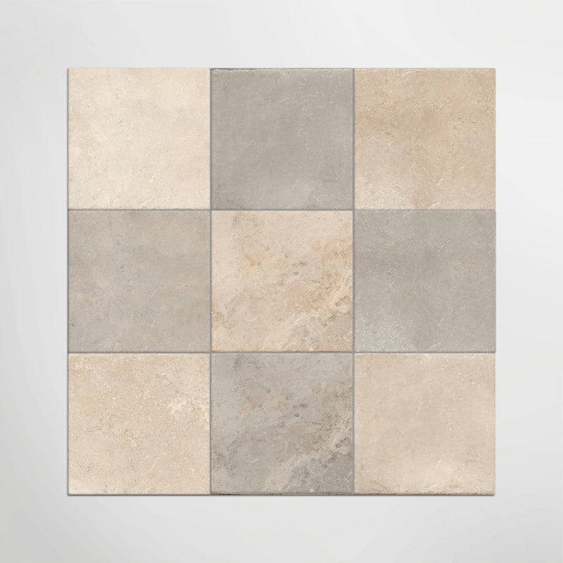 Med Stone Erice And Dor Chequered -  Limestone Effect Porcelain