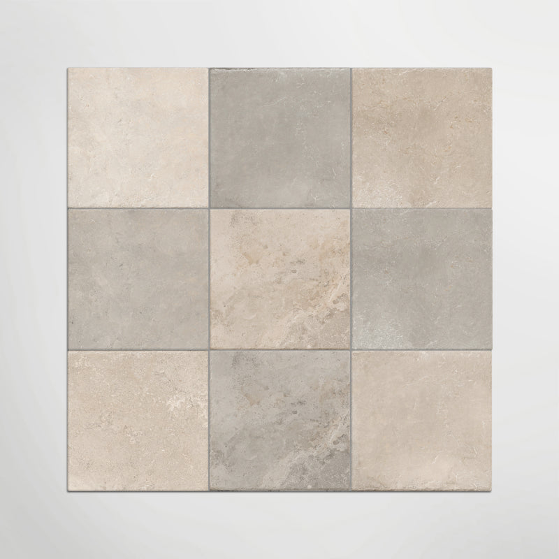 Med Stone Erice And Dor Chequered -  Limestone Effect Porcelain