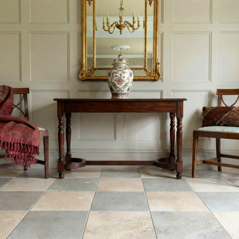 Med Stone Erice And Dor Chequered -  Limestone Effect Porcelain